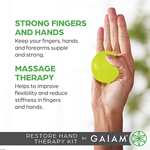Image of Gaiam Restore Hand Therapy Exercise Ball Kit - 3-Level Hand Grip Strengthener Massage Balls (Soft, Medium, Firm) for Physical Therapy & Hand Pain Relief, Ease Muscle Tension with Hand Balls - Set of 3