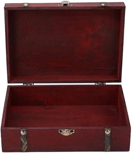 ZJchao Caja de recuerdo vintage, caja decorativa del tesoro hecha a mano, decoración antigua antigua, exhibiciones de manualidades, caja de