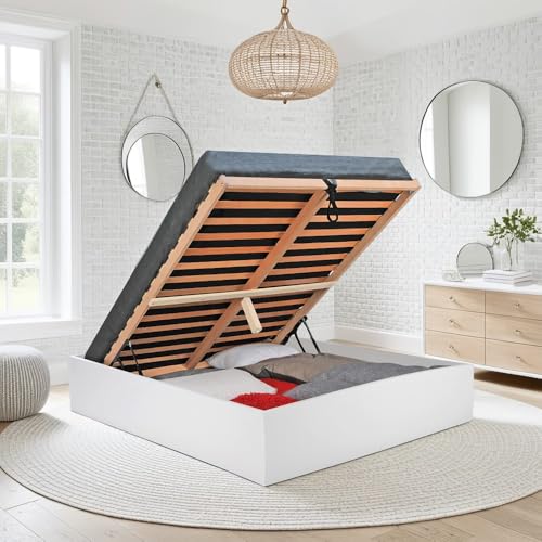 WEBER INDUSTRIES Lit Coffre Bilbao 140x190 cm + sommier/Blanc