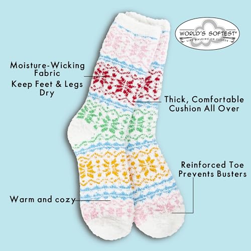 Image of World's Softest Cozy Collection Crew Socks - Smooth Multi Colors Cozy Socks - Knit Top Holiday Spirit Fashion Socks