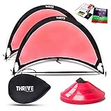 2x4 Feet Portable Soccer Goals For Backyard - Foldable Rebounding Nets For Total Training Optimization - 10 Premium Cones, Ergonomic Carrying Case, Great For Team & Solo Training - Pop Up Soccer Goal