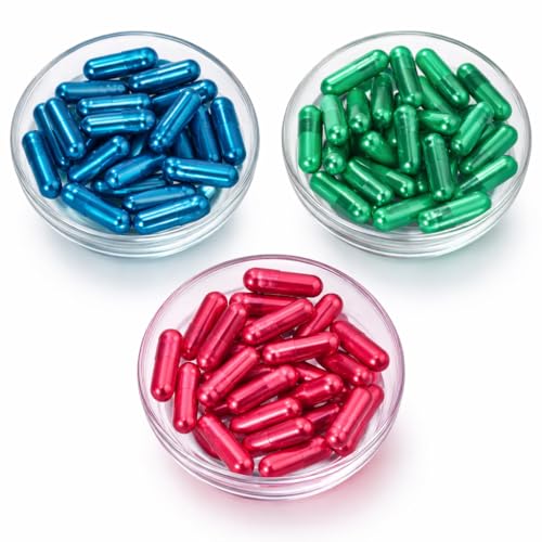 100 capsules vides pour message secret - Gélule couleur vitaminée Rouge, Verte ou Bleue - Pilules factices pour lettres d'amour, notes d'amitié, petits objets,...