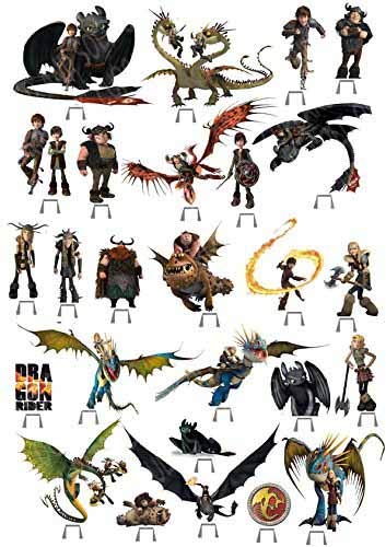 27 x How to Train Your Dragon Party Carte comestibles cup cake Stand Up pour J Cover
