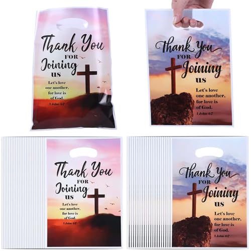 Tostmrks Church Welcome Bags 50 Pcs With Handles Christian Gift Bags Cross Design Treat Favor Bags For Church Visitors