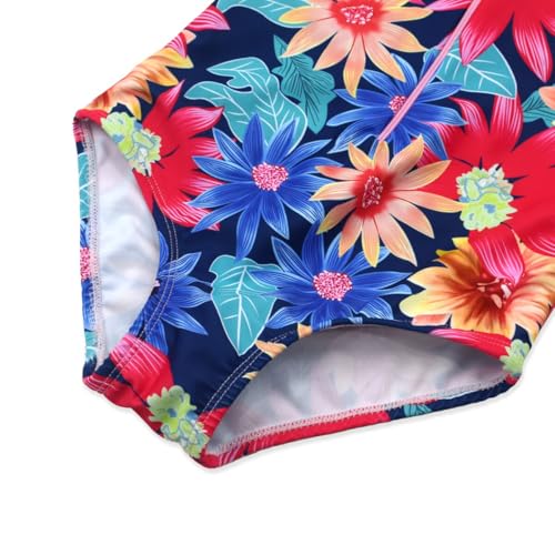 Image of Girls Swimsuits One Pieces Long Sleeve Swimwear UPF50+ Toddler Kids Zipper Sun Protection Bathing Suits Sizes 2-12