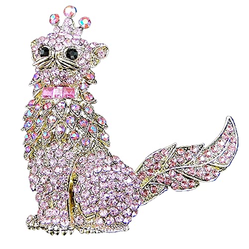 Image of EVER FAITH Austrian Crystal Rhinestone Adorable 3D Kitten Cat with Crown King Brooch