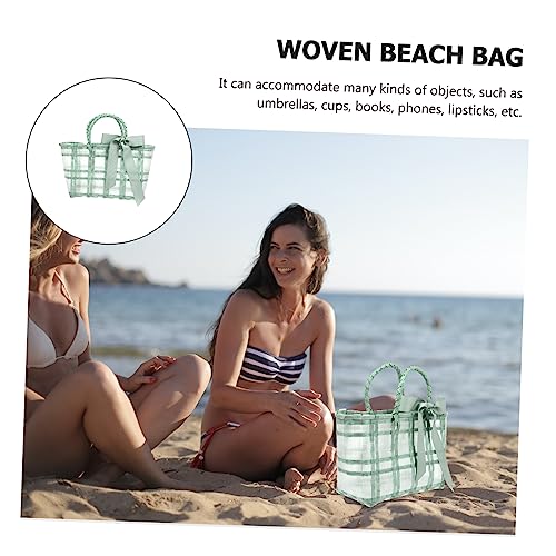 Woven Beach Bag for Women Transparent Storage Tote Portable Summer Handbag with Comfortable Handle for Outdoor Activities and Leisure Travel4