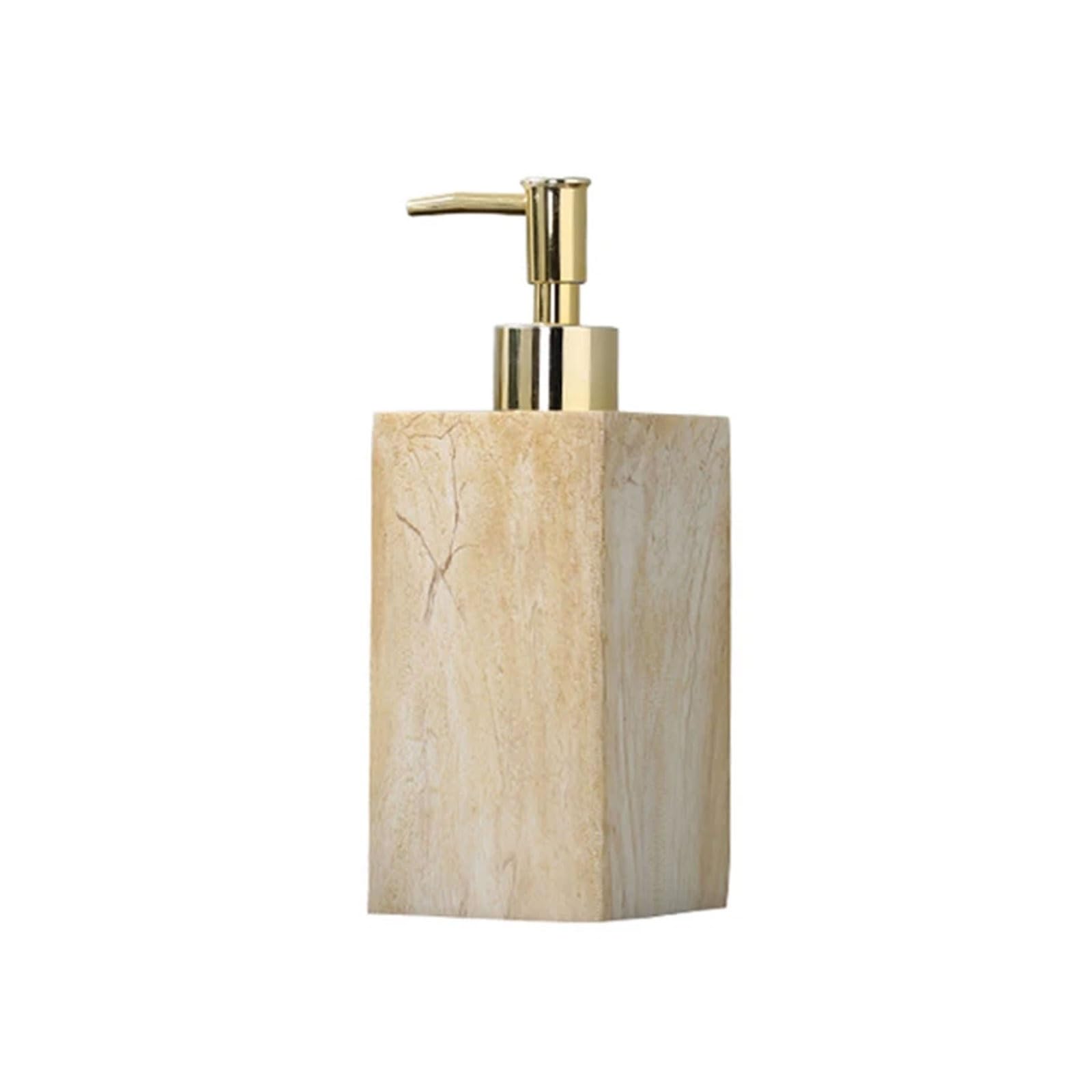 Resin Soap Dispenser Lotion Bottle 16.9oz Capacity, Electroplated Silver Pump, Press-Type Countertop(Khaki)