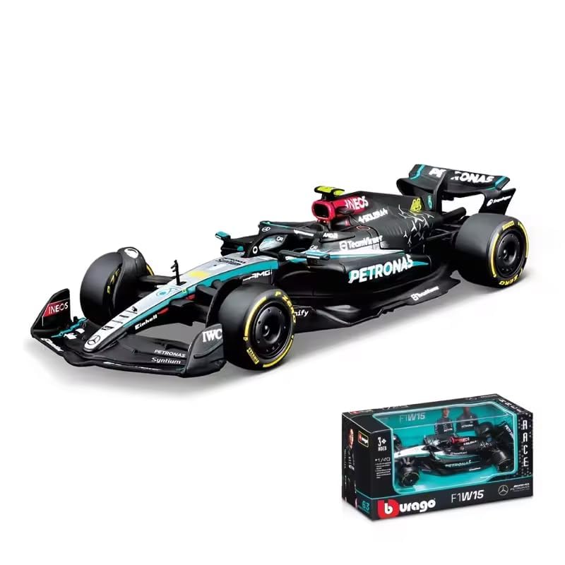Bburago 1:43 2024 New F1 Mercedes W15#4 Lewis Hamilton Alloy Racing Car 1/43 Formula One Model Car Die Cast Adult Collection Vehicles Gift (Color box version)