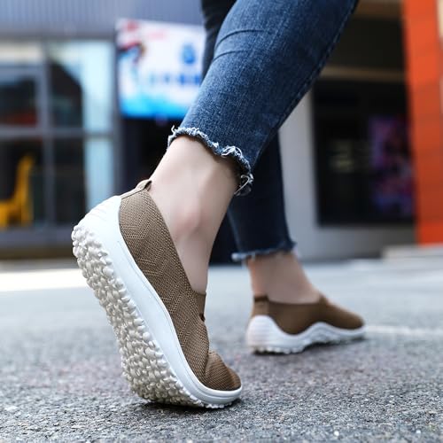 Women's Slip-On Barefoot Flats Casual Fashion Comfortable Flat Shoes for Moms Fabric Loafers with Rubber Sole Minimalist Walking Wide Toe Box Sneakers Lightweight All-Season4