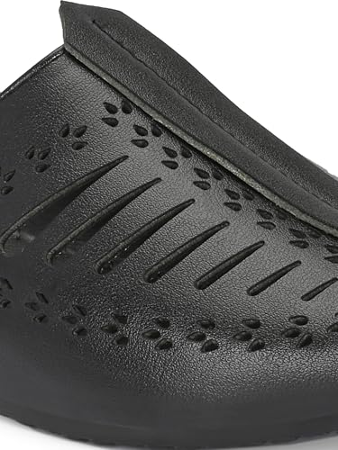 Image of Ethnic Jutti & Mojri Shoes for Men | Traditional Nagra Style Footwear | Slip On Design | Closed Toe Pattern | Cultural Wear Mens Shoes | Black Color