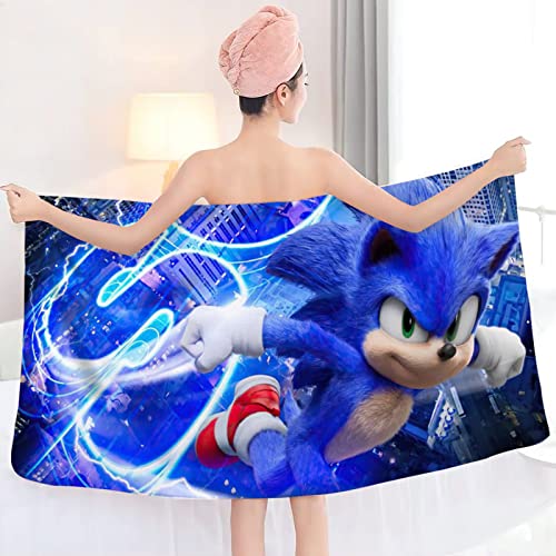 Inthink Sonic The Hedgehog 3D Print Bath Towel For Kids Pool Towel Children's Bath Sheets Ultra Soft Super Absorbent Durability Beach Sauna Bathroom Face Towels Teens Adults Daily Use #TOP4