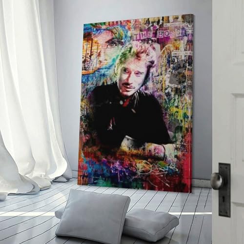 Impression sur toile colorée Johnny Hallyday pour salon pop art SECOLI - 3