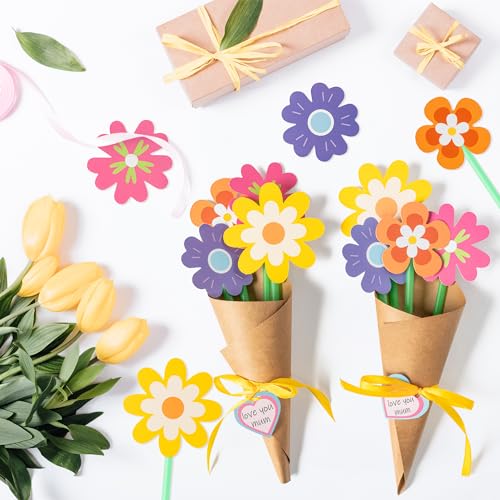 BeYumi Flower Bouquet Craft Kit - 72Pcs Mother's Day Flower Bouquet Craft for Kids Make Your Own Bunch of Flowers Teacher Appreciation Week DIY Thankful Gift Set School Classroom Home Fun Activities - Image 5