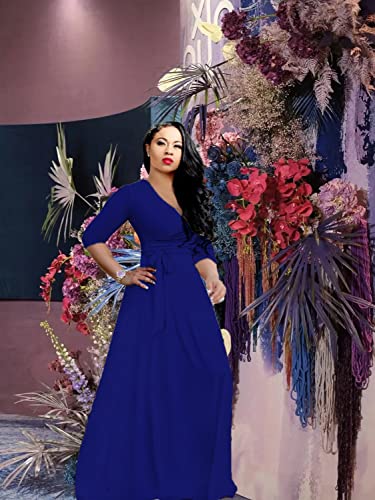 Image of LightlyKiss Plus-Size Maxi Dresses for Women African Summer 3 /4 Sleeves Beach Sundress with Pockets