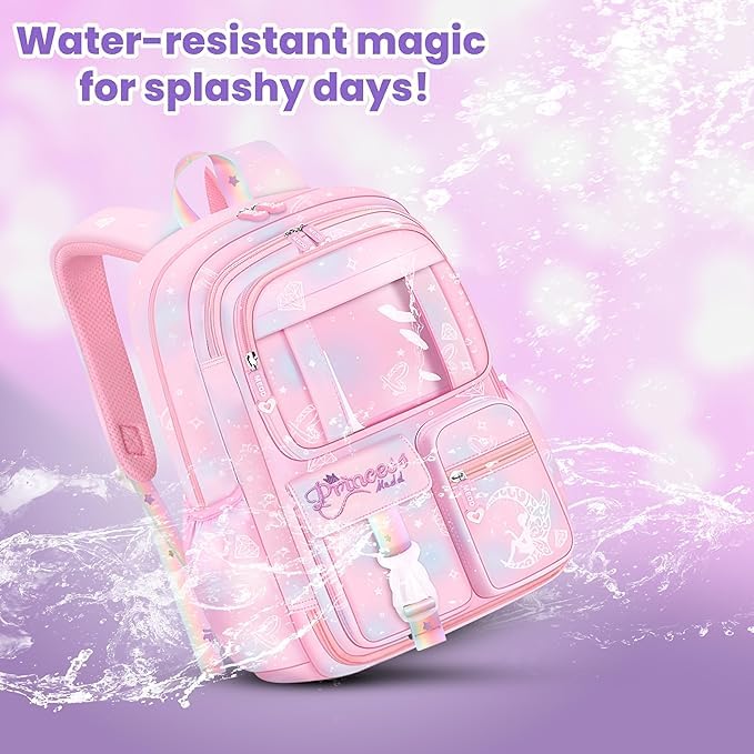 LUXONIX Cute Bow Cartoon Backpack Pink 18 Inch - Image 6