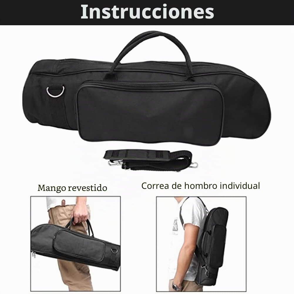 Dilwe Bolsa de Trompeta, Nylon Impermeable Trompeta Bolsa Estuche Tela Duradera Accesorios para Instrumentos Musicales, Negro