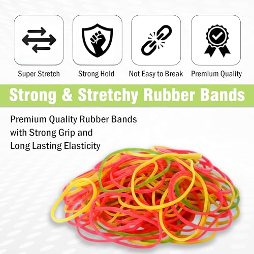 Image of GLUN Multicolour Rubber Bands 300g Pack, Assorted Sizes (2 to 4 Inch 3 Diff Size) Strong Elastic Bands for Packing, Kitchen, Home & Office Use Durable Stretchable Set