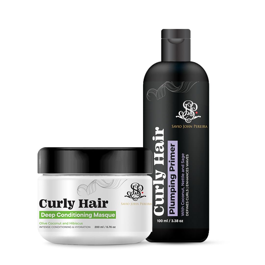 Prolixr Curly Hair Mask and Plumping Primer Combo | Dry, Frizzy and Wavy hair products | Curly hair Products | Hair care for curly hair | Shea Butter | Coconut | By Bollywood Hair Stylist Savio John Pereira