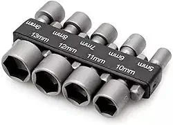 Kit Jogo de pontas Bits Soquete Canhao Sextavado Parafusadeira 5mm -13mm - 9 pecas