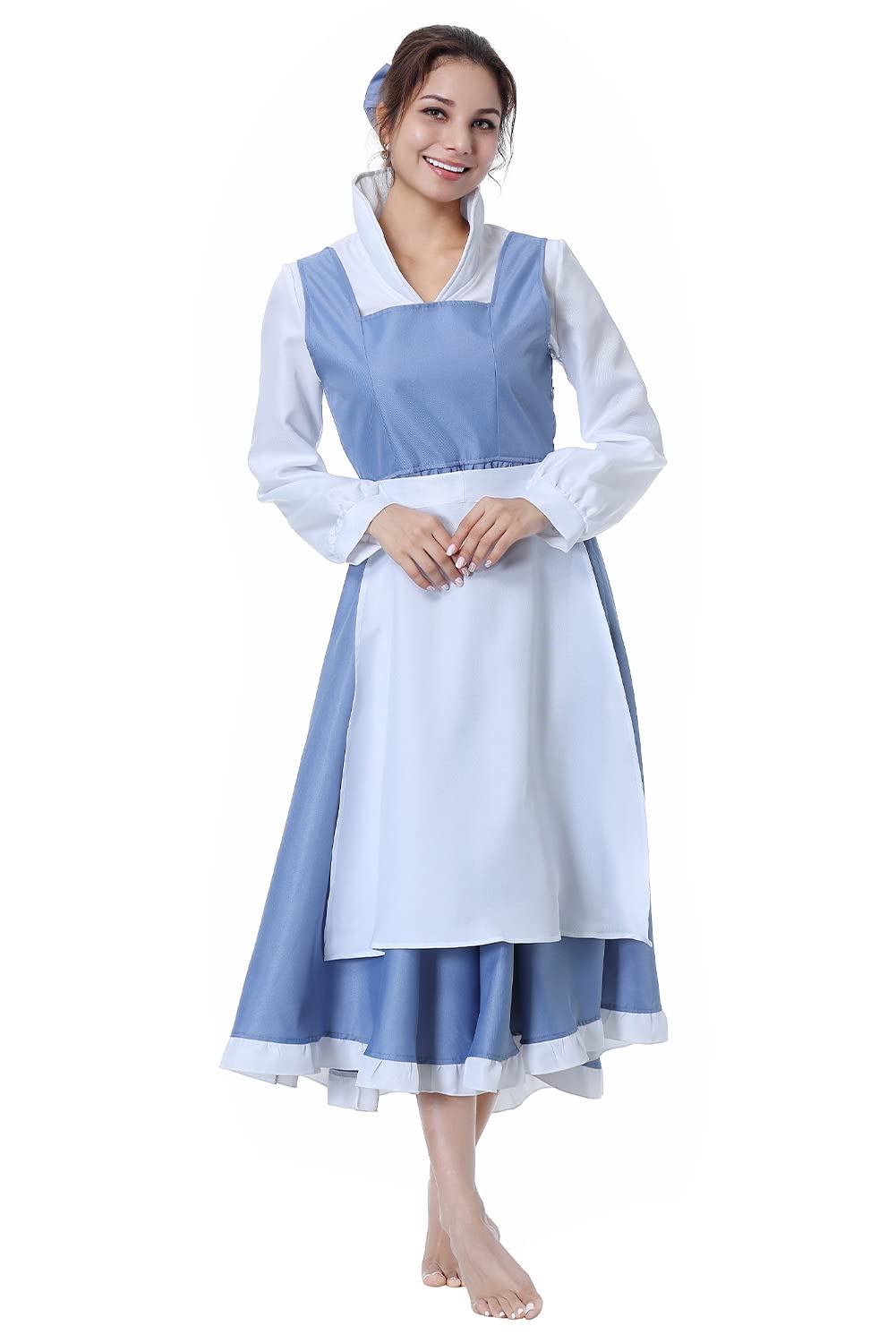 Lofeery Women Belle Costume Dress Cosplay Maid Outfit Princess Gown Suit Halloween Party Dress Up