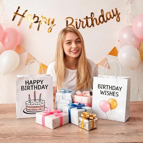 bagmad 100Pcs Medium White Kraft Paper Bags