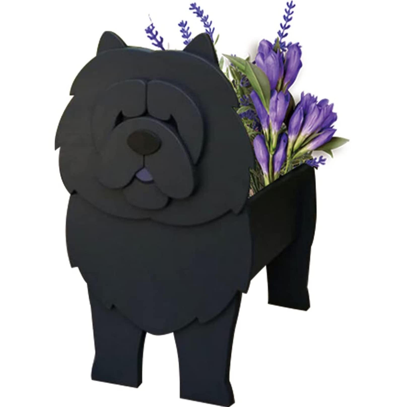 TTiiLoe Cute Dog Planter, Chow Chow Plant Pots, PVC Herb Garden Flower Pots, Dog Cartoon Shaped Plant Container Holder, Gifts for Pet Lovers, 24x18cm/9.44x7.08in