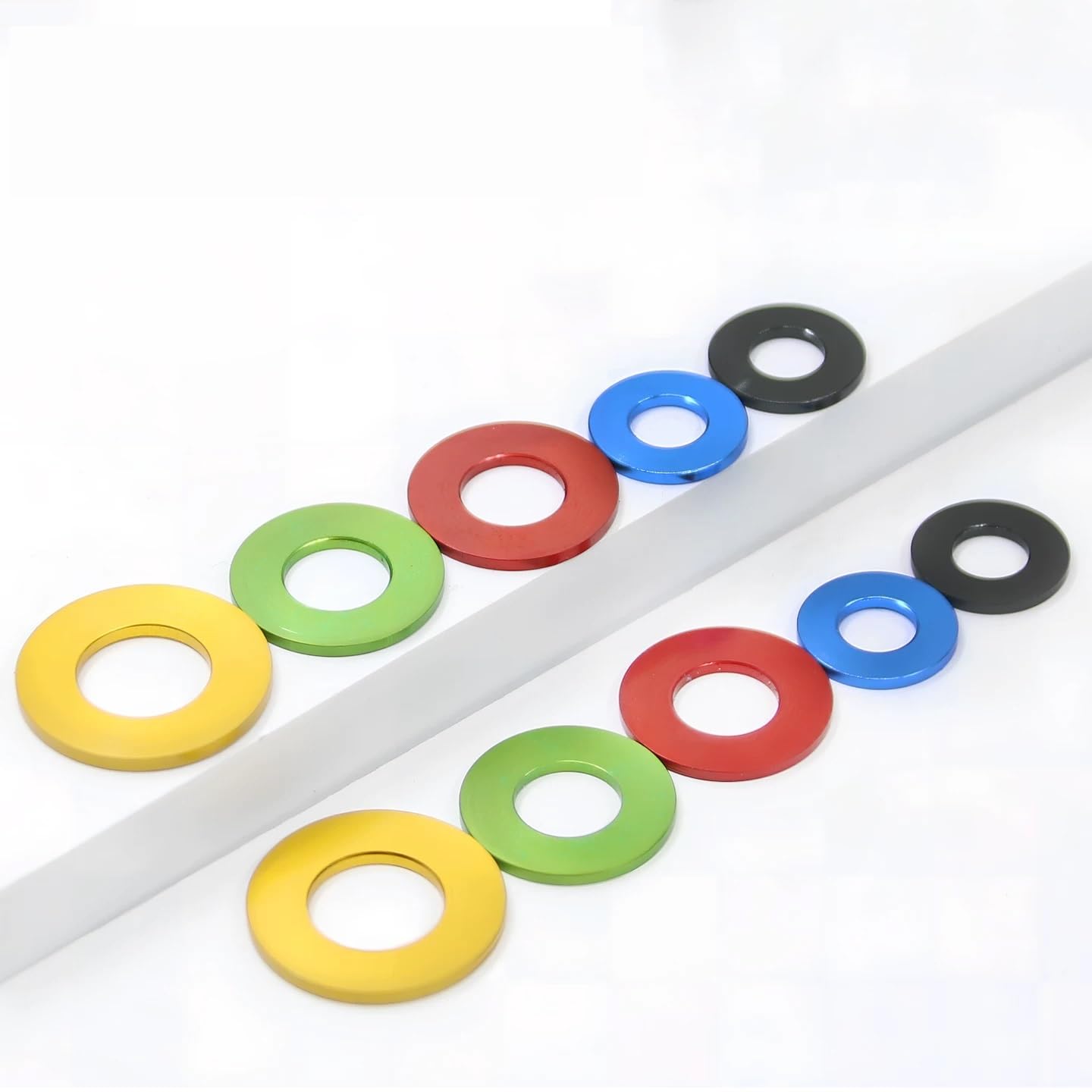 100 Stück Präzisions-Unterlegscheiben aus 7075-Aluminium – selbstgemachte, eloxierte Unterlegscheiben M3/M4/M5/M6/M8/M10 for den Modellbau FüR Schrauben(Green,M3x6x1.0)