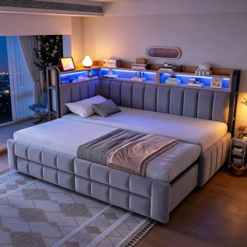 Cama tapizada sofá cama 90/180 x 200 con cajones ideal para habitaciones de invitados acogedoras 5