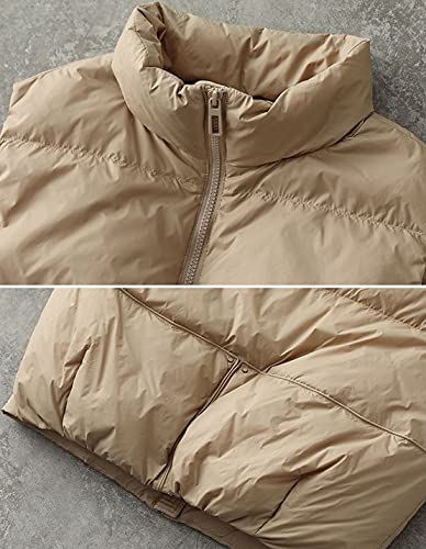 VIEWON Women's Casual Lightweight Padded Cropped Puffer Vest Sleeveless Zip Up Stand Collar Jacket Coat4