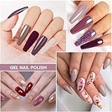 Shining She Nail Polishes, 10 Colours Beige Taupe Purple Red Brown Gold Glitter Gel Polish Set Soak-Off UV/LED Nail Polish Gel for Nail Art Salon DIY Home, 8ML - Image 5