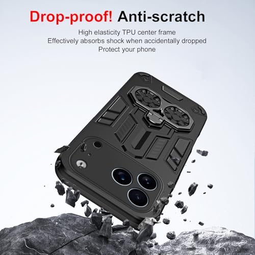 Coque iPhone 17 Pro抗震 protégeant contre les chutes avec support arrière noir mat - 7