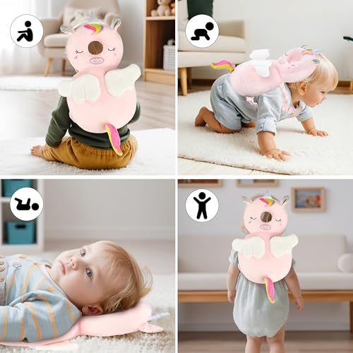 Image of Baby Head Back Protector Backpack Toddler Safety Protector Cushion Pad Soft, Adjustable and Lightweight Design for Safe Walking and Crawling Toddlers Girls and Boys(Unicorn)