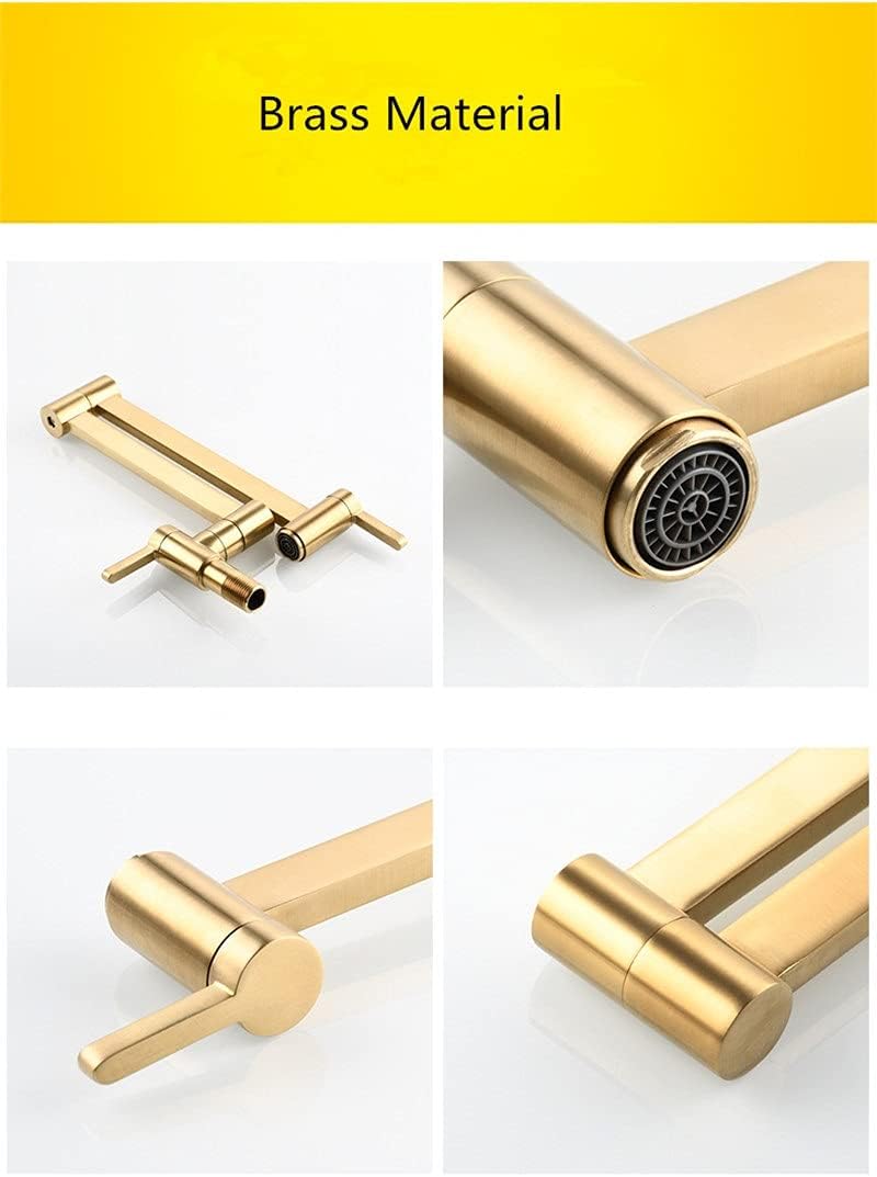Mixer Taps for Kitchen Sink Pot Filler Tap Wall Mounted Foldable Single Cold Hole, Rotate Folding Spout Faucet Easy to