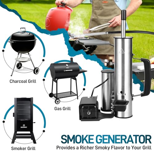 Cold Smoke Generator for Traeger Smoker Grill, Cordless Electric Smoke Tube with Air Pump, Cold Smoking for Cheese - Continuous Billowing Smoke, Men Gifts, for Tailgating, Backyard, Party