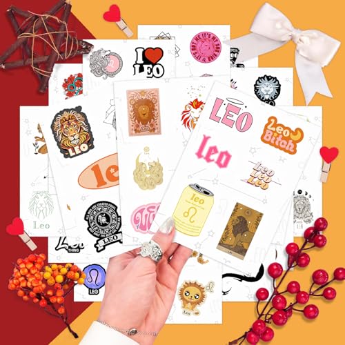 Image of 100Pcs Leo Stickers (Zodiac) for Water Bottle and Laptop - Leo Party Favors & Decorations, Waterproof Vinyl Astrology Decals, Gifts for Women & Men