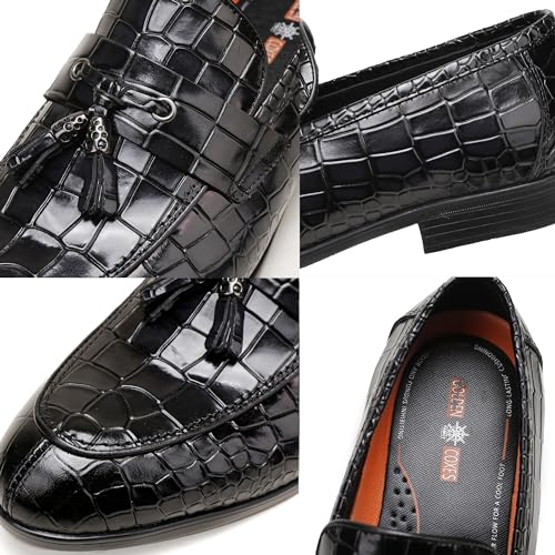 Image of Classic Leather Dress Shoes for Men, Premium Alligator Printed Bussiness Dress Slip on Loafer for Mens