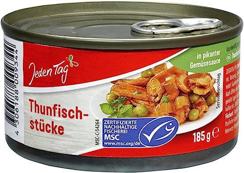Jeden Tag MSC Thunfischstücke In Gemüsesauce, 185 g