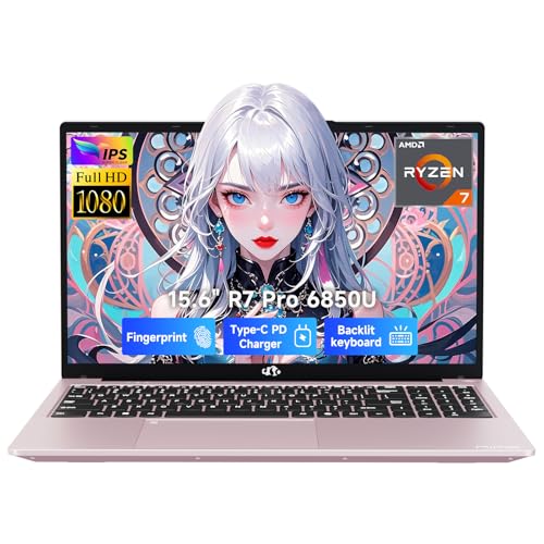 NIMO 15.6' Light-Gaming-Laptop, 8 Cores AMD Ryzen 7 Pro 6850U 16GB LPDDR5 RAM 1TB SSD (Beat i7-1360P Up to 4.7GHz) AMD Radeon 680M GPU IPS FHD Computer with 100W Type-C Backlit Keyboard Fingerprint