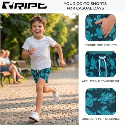 RIPT Jungen Essentials Quick Dry UV 50 Sonnenschutz Badeshorts Badehose, Navy/Turquoise, 7-8 Jahre