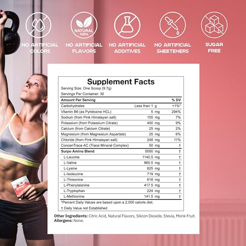 Image of Essential Amino Acids Supplement & Sugar Free Electrolytes Powder - Keto EAA + BCAA Amino Energy Powder - BCAA Electrolyte Hydration Powder Drink for Post Workout Recovery & Muscle Support 30 Servings