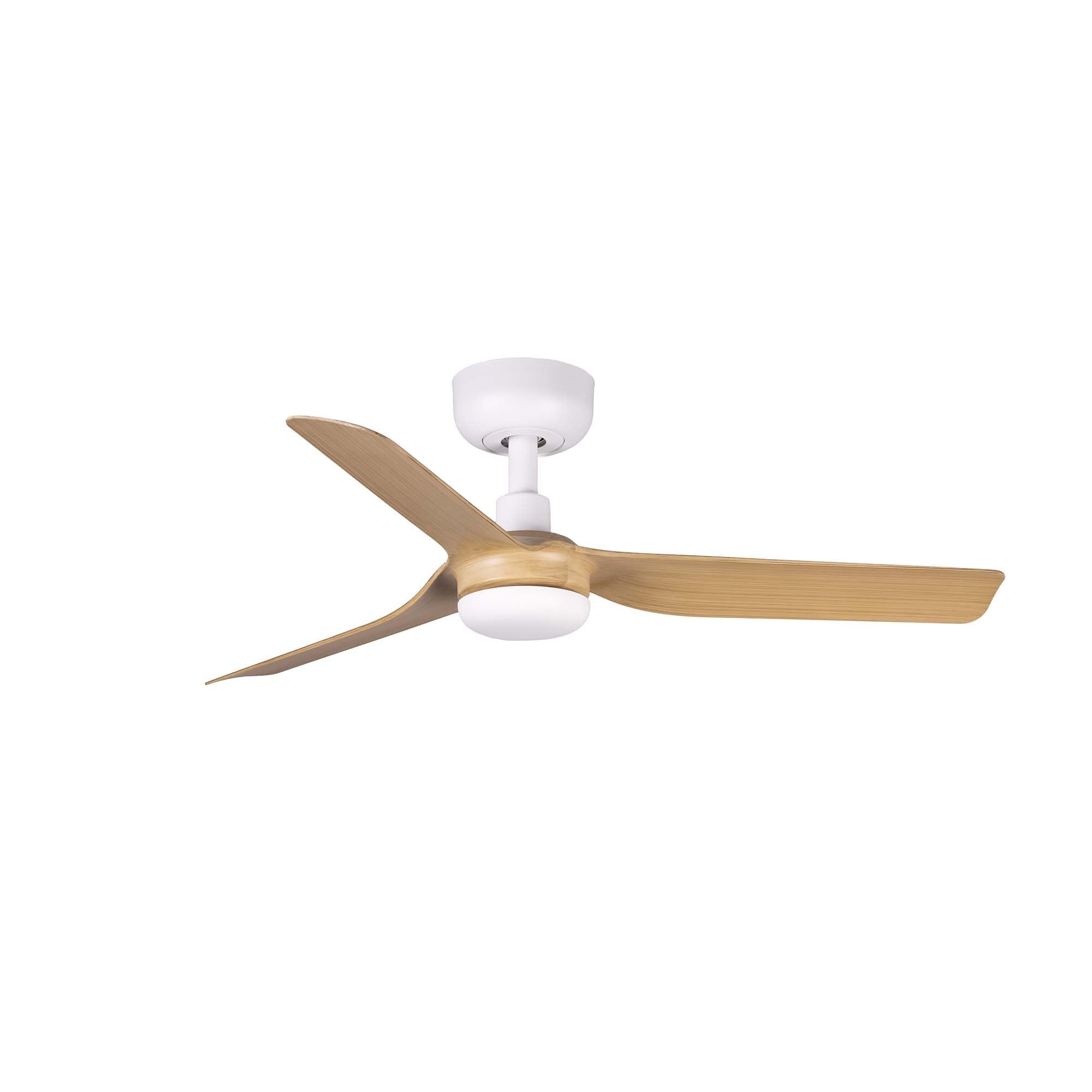 FARO Mini Punt Small White, Light Wood DC Ceiling Fan 6 Speed