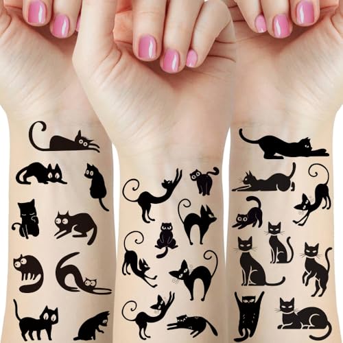Tatouages temporaires chat noir et blanc en cadeau original pour un anniversaire