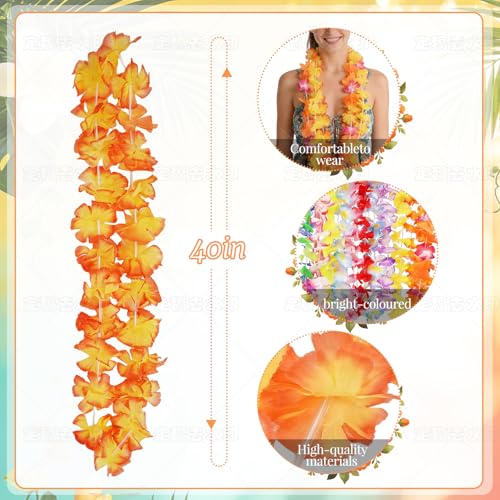 image for GenDouYun 150pcs Hawaiian Leis Bulk, Silk Flower Lei Necklaces for Lua