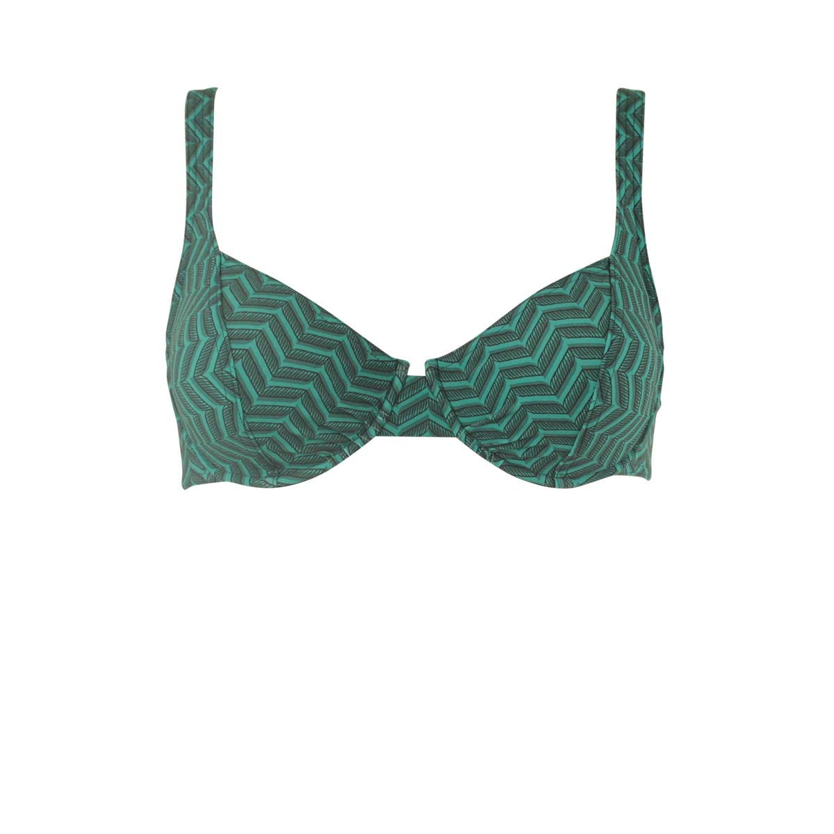 Janine Robin - Haut de Maillot de Bain à Armatures Lagune - Vert - Marque Française - Haute Qualité