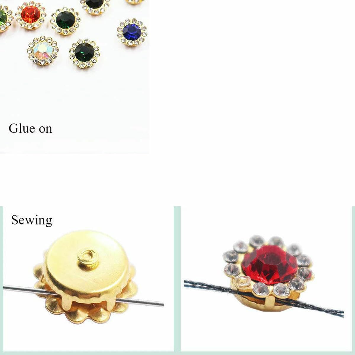 100 Strass A Forma Di Fiore Con Base Dorata Da Cucire, Misti, In Cristallo E Metallo, Per Abbigliamento, Scarpe E Accessori Fai Da Te