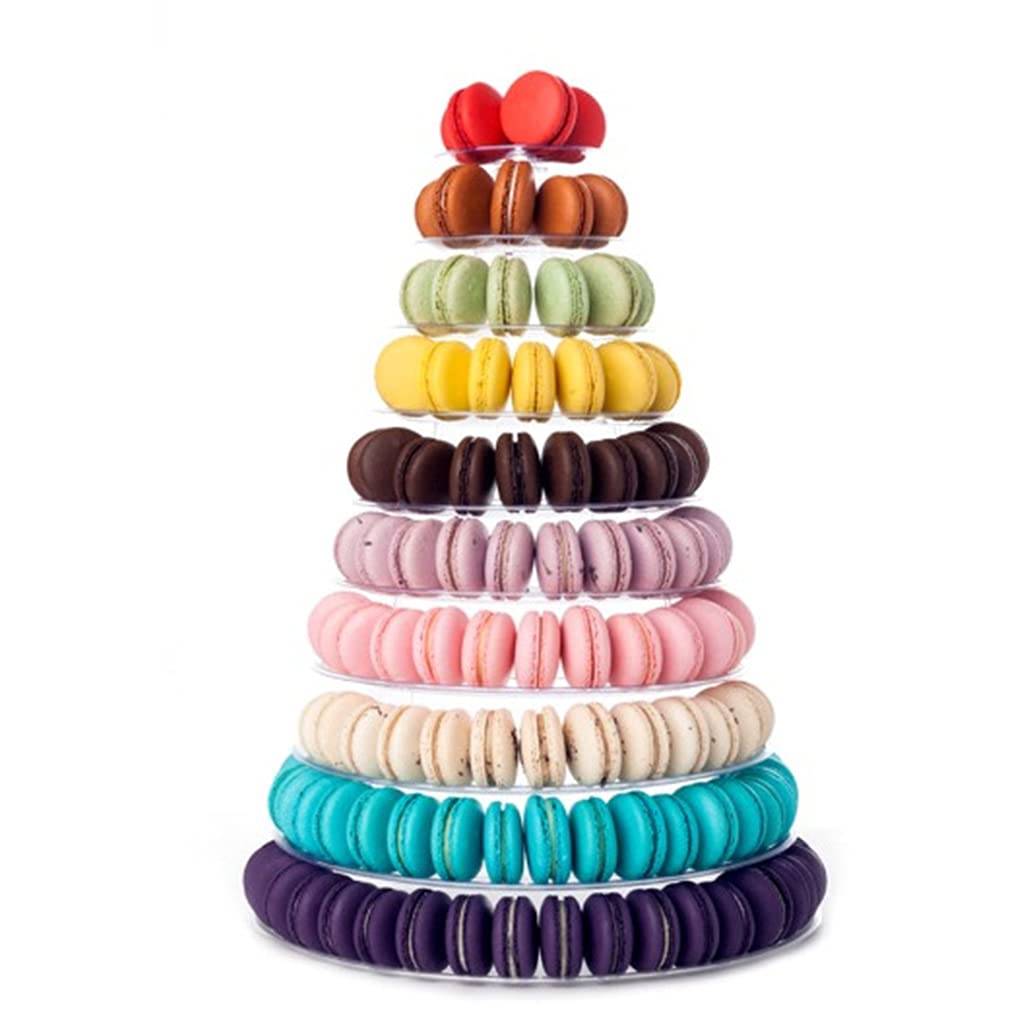 Macaron-Turm-Ständer mit 10 Etagen, rund, Macaron-Turm, Kuchen-Präsentationsregal, Party, Hochzeit, Display-Regal, Cupcake-Teller