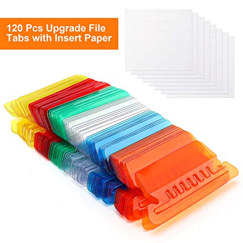 120 Sets File Folder Tabs Multicolor Hanging File Folder Tabs with Blank Inserts 2 Inches Plastic Hanging File Tabs for Hanging Folders - Thumbnail 2