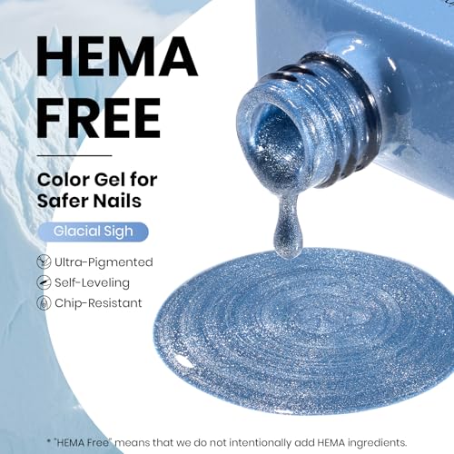 Image of Beetles Glacial Sigh Blue Cat Eye Gel Nail Polish - 15ML Full Size Light Glitter Gel Polish with Magnet Soak Off UV Velvet Nail Polish Salon DIY Nail Art Manicure Gift for Women
