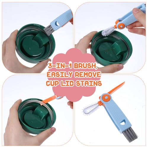 AHQiZFX 3 Stück Reinigungsbürste,3-in-1-Becherdeckel-Reinigungsbürste,Flaschendeckelbürste,Tragbare Spaltreinigungsbürste,Wasserflaschen-Reinigungsbürsten-Set,Flaschenhals Bürste für Tassen Flaschen